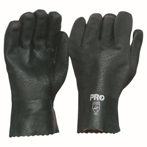 GLOVE PVC GREEN 27CM DOUBLE DIPPED 